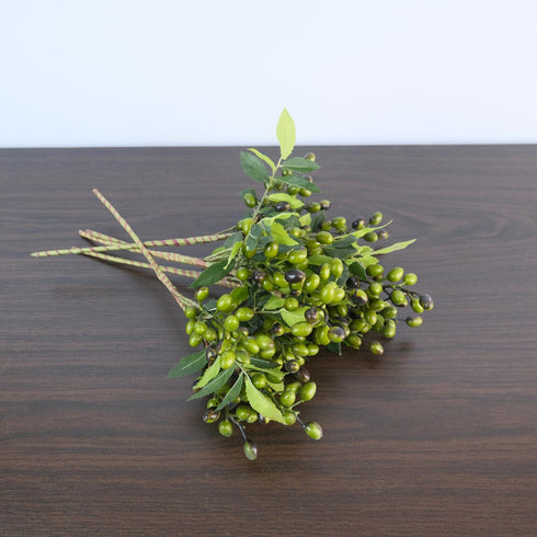 5-Piece Faux Berry Stems for Home Decor - Green Spray Branches