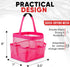 Masirs Mesh Shower Caddy Bag, Large Collapsible Portable Bathroom Organizer for Travel, Gym, & Dorm - 9 Pocket (Pink)