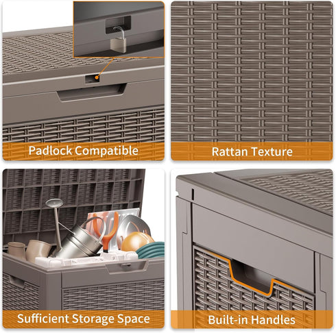 30 ROJIK Outdoor Storage Housing Deck Box - Waterproof Patio Furniture, Garden Tools, Cushions, Pool Accessories