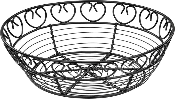 Winco WBKG-8R High Wire Fruit Basket, 8-Inch Round x 2.25-Inch, Black, Medium