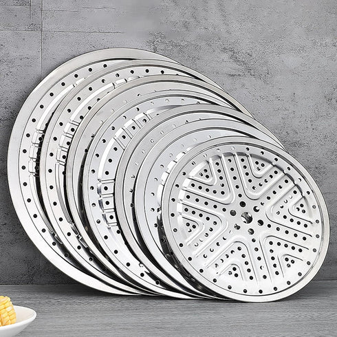 Steaming Plate, 2 Pack 10 Inch Round Food Grade Stainless Steel Steamer Plate for Food Steaming in Kitchen and Outdoors