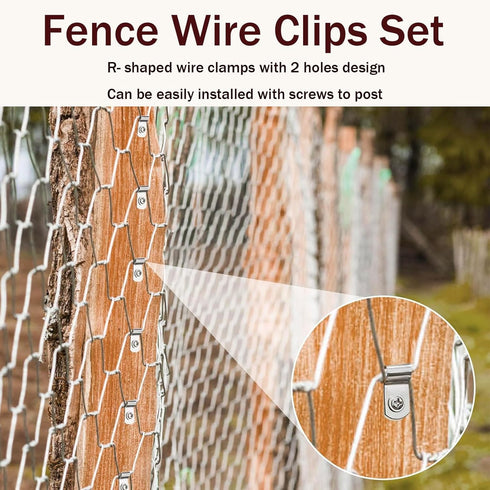 Wire Fence Clips, 100 Pcs Stainless Steel Agricultural Fencing Mounting Clips for 12-16 Gauge Welded Wire