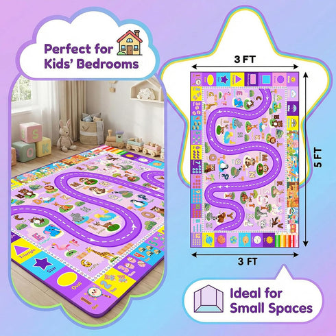 3x5 Kids Rugs for Playroom Feet, Educational ABC Alphabet Rug with Numbers Seasons, ABC Rugs for Kids Playroom Non-Slip
