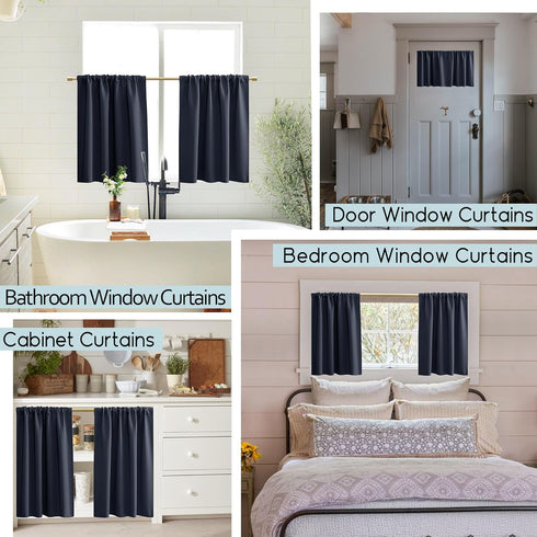 PANELSBURG Bunk Bed Curtains for Bottom, Navy Blue Blackout Short Kids Curtains, 36 Inch Length