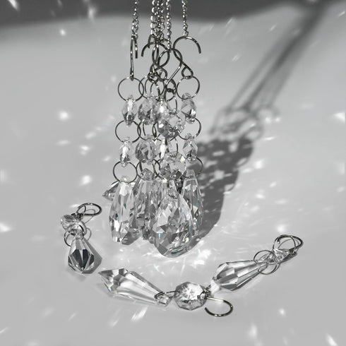 24pcs 38mm+15mm Crystal Sun Catcher, Hanging Clear Teardrops Crystals Chandelier Parts Prisms Pendants with Hook
