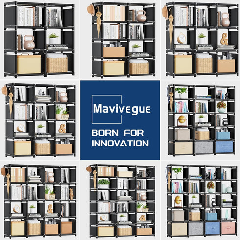 6 Room,Office,Closet Mavivegue Book Shelf, Cube Storage Organizer, DIY Bookcase, Metal Cube Bookshelf,Tall Book case