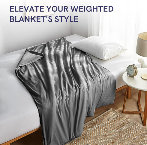 YnM Exclusive Cotton Duvet Cover for Weighted Blankets - Dark Grey, 41"x60"