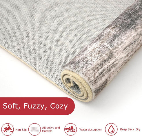 KOZYFLY 2x3 Small Area Rug Rug Entryway Rugs Modern Abstract, Washable Kitchen Rug Non-Slip Soft Rug, Black Brown