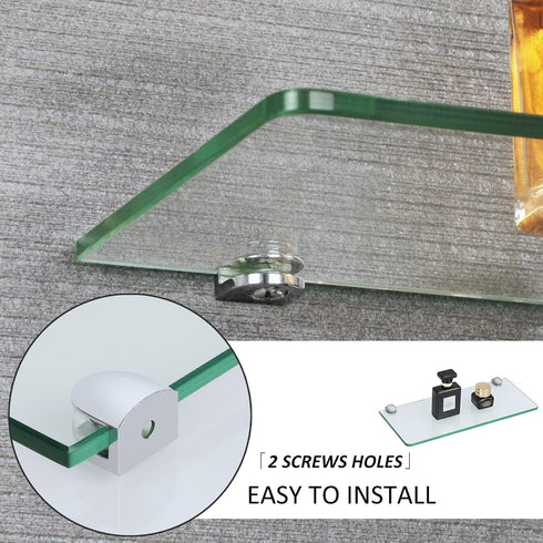 12Inch Set 3, SAYAYO Glass Floating Shelves for Wall, Tempered Glass Shelves for Bathroom, Living Room, Bedroom