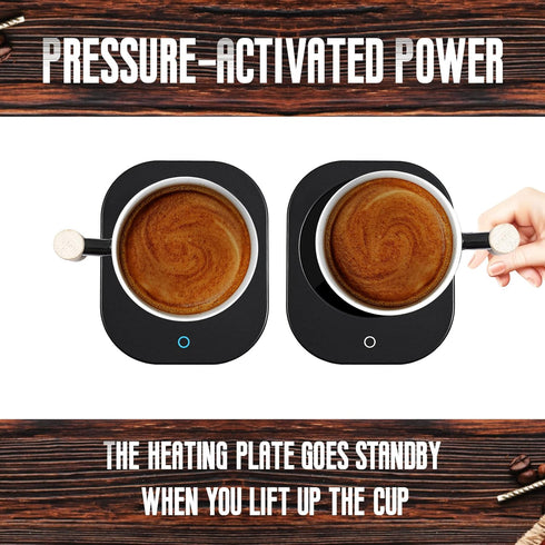 HOWAY 14oz Coffee Mug Warmer Set with Lid, Self Heating Temperature Control