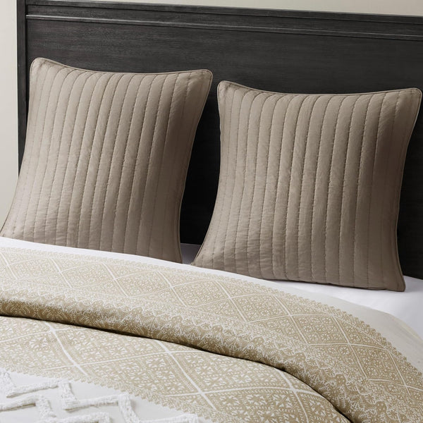INK+IVY Pillow Sham Only Bed Skirt & Sham, 26"x26", Quilted Taupe