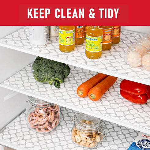 Cooyes Non Slip Refrigerator Liners, 2 in 1 Absorbent Fridge Liners and Fresh Mats Machine Washable, Refrigerator Shelf Liner for Glass Shelves Kitchen Cabinet Drawer Liners, 6 Pack, 12" × 24" by Cooyes