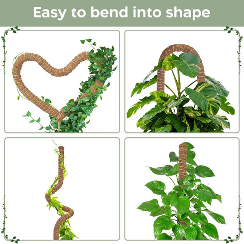 2 Pack 28'' Bendable Moss Pole Monstera Plant Support for Climbing Indoor Plants - Stakes for Potted Climbers - Tall