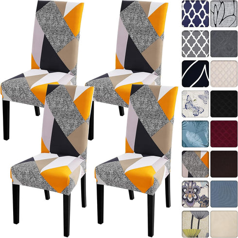 SearchI 4 Pack Super Fit Stretch Removable Washable Dining Chair Covers, Spandex Fabric Slipcovers for Dining Room