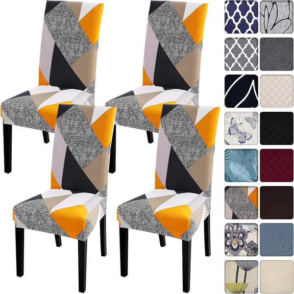 SearchI 4 Pack Super Fit Stretch Removable Washable Dining Chair Covers, Spandex Fabric Slipcovers for Dining Room
