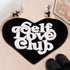 Self Love Club Heart Shaped Rug, Cute Non-Slip Bath Mat for Bedroom and Bathroom Decor, Black and White 27"x20"