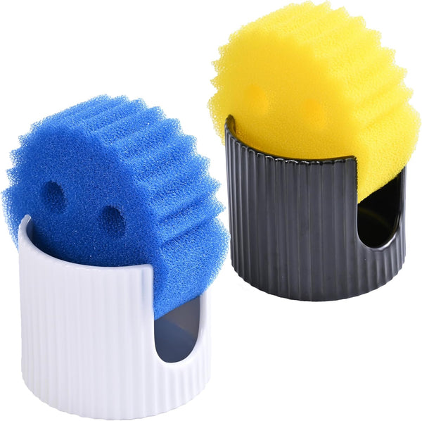 Ceramic Sponge Holder for Kitchen Sink - Dishwasher Safe Porcelain Dish Sponge