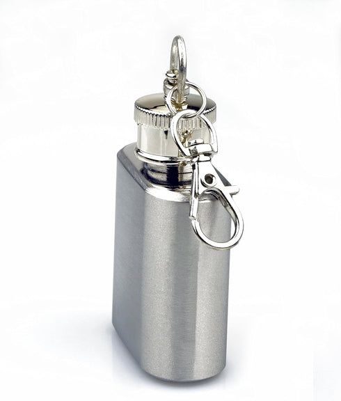 SE Stainless Steel Drinking Hip Flask, 1 oz, with Attached Screw Cap for Camping and Events