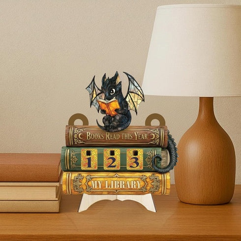 Store Counter, Dragon Books Read This Year Wooden Book Reading Tracker Sign, Fantasy Library Decor, Book Lover Gift