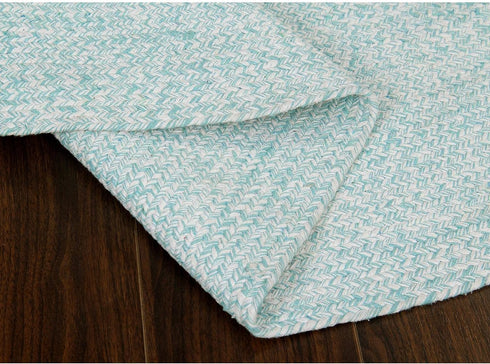 Super Area Rugs Farmhouse Braided Rug, Cotton Kitchen Reversible Carpet, Turquoise & White, 8" X 28"