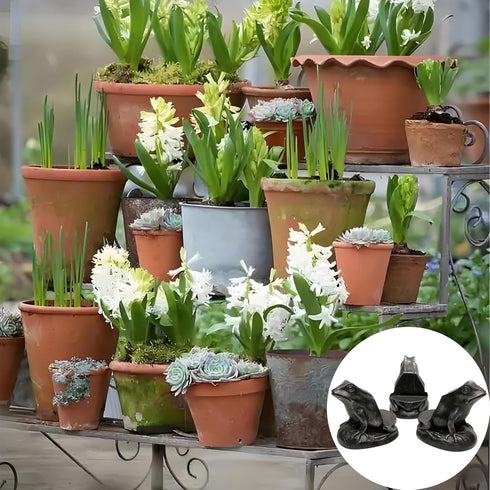 DecoVista 3Pcs Frog Resin Pot Decorative Feet, Plant Pot Support Feet for Outdoor, Animals Statue Pot Base Planter