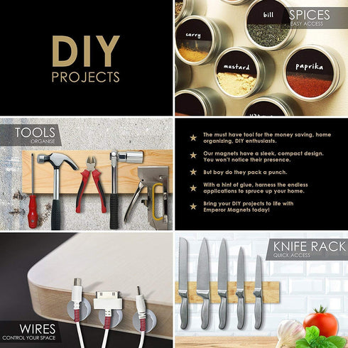 DIYMAG 100Pcs Premium Brushed Nickel Refrigerator Magnets - Small Round Cylinder Fridge Magnets for Office