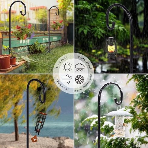Shepherd-Hooks Adjustable for Bird-Feeder Lantern Plant-Hook Garden-Stake - Plant Stand Hanger for Outdoor Flower