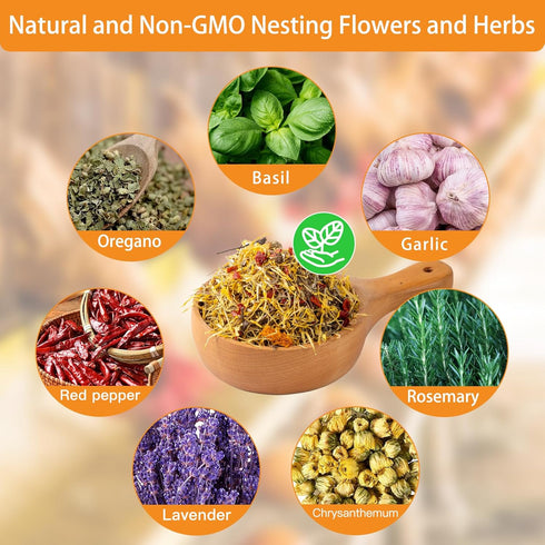 Vivaretio (17.6 OZ) Chicken Nesting Herbs and Flowers Chili Mix Supplement Coop Boxes Pads Roost Poultry House Feed
