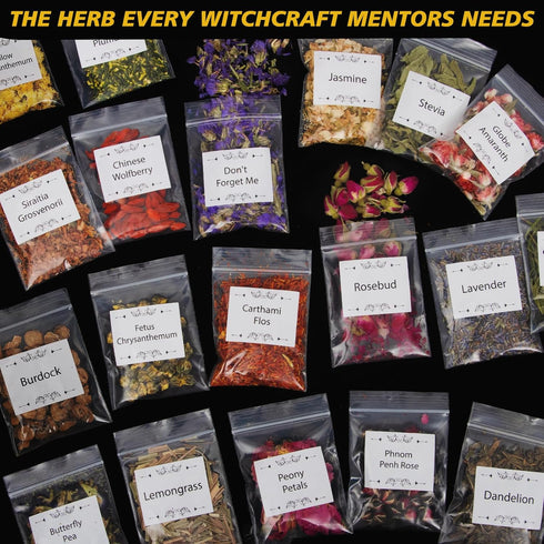 Tikem Kitch 70pack Set Witchcraft Supplies Herbs Kit, Dried Flowers for Witch Beginner, Bulk Herb Gift for Wicca
