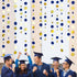 46 Ft Navy Blue and Gold Circle Dots Garland, Royal Blue Hanging Paper Polka Dot Streamer for Party Decorations