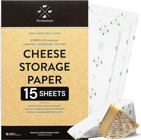 Formaticum 15-Pack Zero Cheese Storage Paper, Compostable, Biodegradable, and Plastic-Free Paper to