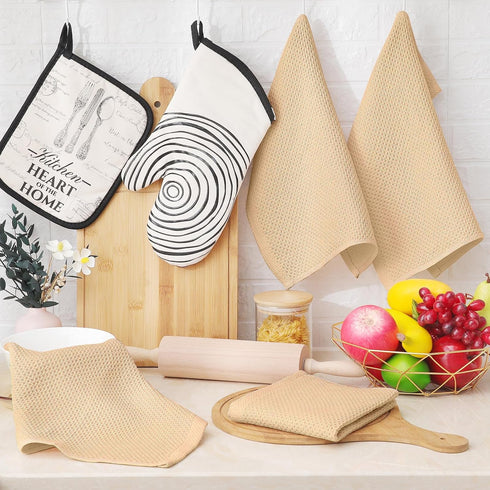 Homaxy 100% Cotton Waffle Weave Kitchen Dish Cloths, Ultra Soft Quick Drying Dish Towels, 12 x 12 Inches, 6-Pack
