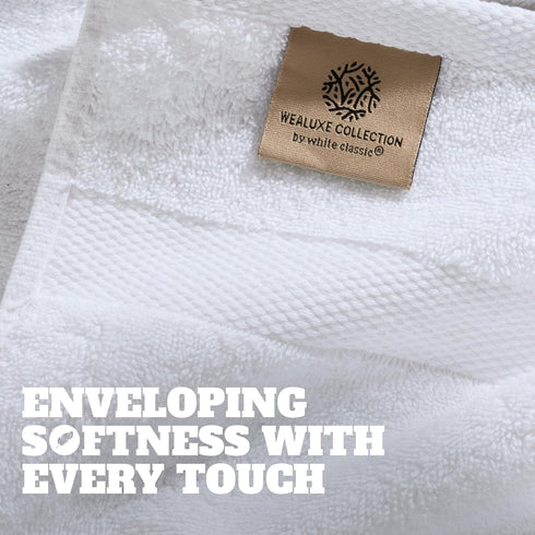 12 Pack 600 100% 12x12 Inches Wealuxe White Washcloths - GSM Ring-Spun Cotton Wash Cloths for Showering, Highly