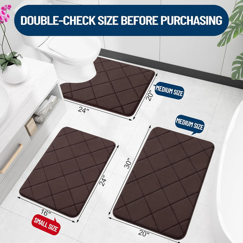 OLANLY Memory Foam Bath Mat 36x24, Ultra Soft Absorbent Bathroom Rug, Machine Washable for Floor