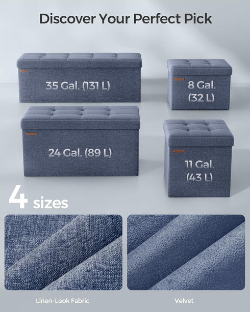 12.2 16.1 12.2 Inches, 286 lb ULSF102Q01 SONGMICS MAZIE Collection - Small Folding Storage Ottoman, Foot Rest Stool, x
