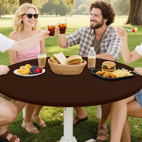 36"-44" Smiry Round Spandex Tablecloth, Elastic Fitted Washable Tablecloths for Tables, Waterpoof Stretch Picnic Table