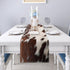 LXXTK 13x71 Inch Linen Cow Print Table Runner Farmhouse Western White Brown Cowhide Runners Table Decorations Rustic