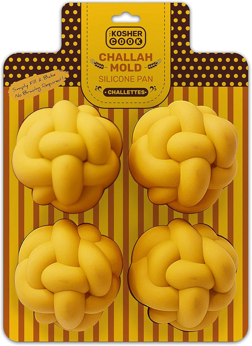 Silicone Braided Oval Challah Mold, 4 Small Challettes, No Shaping Required
