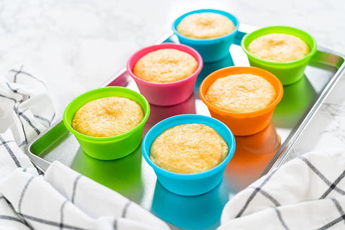 Bakerpan Silicone Jumbo Muffin Cups for Baking, 3 1/2 Inch Muffin Baking Cups, Set of 6