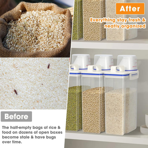 TBMax Rice Container 4 Lbs / 2 Kg Dispenser with Measuring Cup, BPA-Free Plastic Food Storage Holder