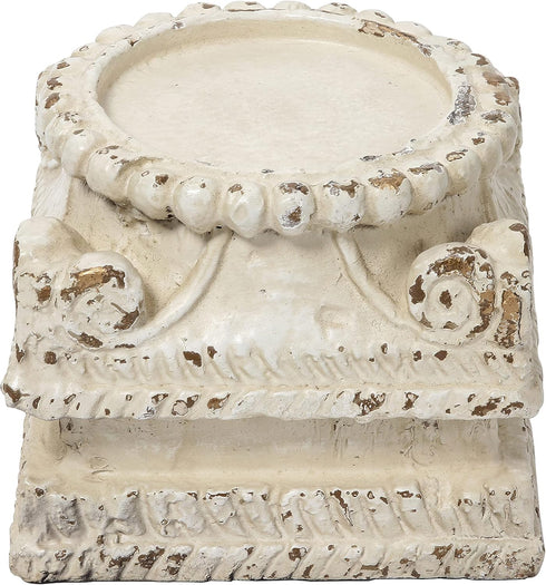 SOFE Column Pedestal Stand for Decoration Display, Distressed White Small Plant Stand,