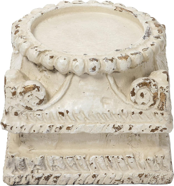 SOFE Column Pedestal Stand for Decoration Display, Distressed White Small Plant Stand,