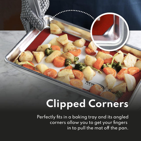 New Star Foodservice Commercial-Grade Aluminum Sheet Pan & Silicone Baking Mat Set, 9" L x 13" W