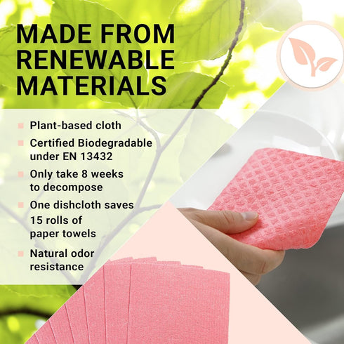 8" 7" 10 Pack Swedish Wholesale Dishcloths Reusable x Sponge Cloths, Bulk of High Absorbent Cellulose Dish & Kitchen