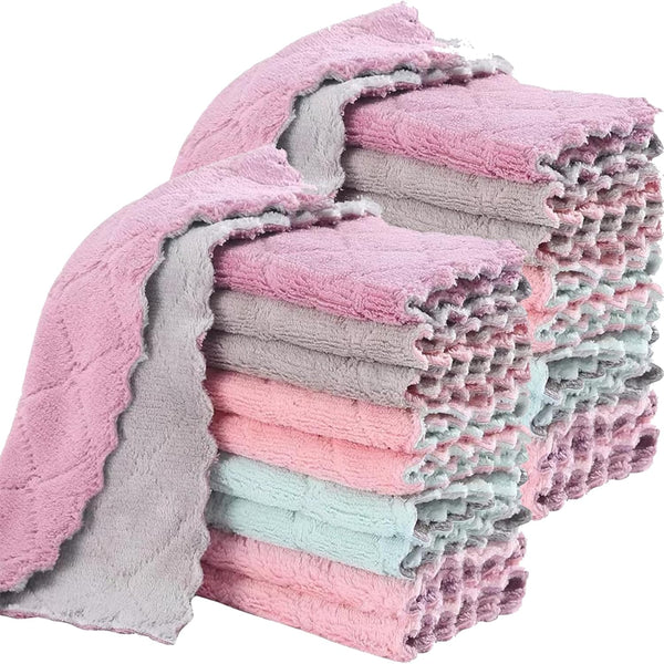 20 Pack Cleaning Cloth Kitchen Cloth, Super Absorbent Coral Velvet Dishtowels, Microfiber Quick Dry Rags
