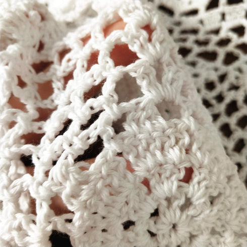2pcs, 15X27inches,Hand USTIDE Crochet Lace Table Runner White Crochet Table Doilies Table Topper for End Table