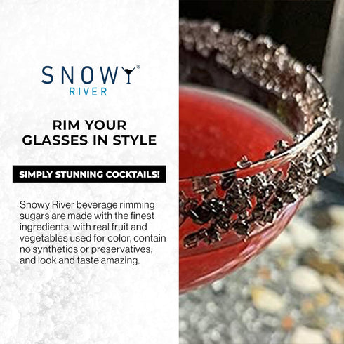 Rimmer Rimming, 3oz Snowy River Black, Cocktail & Margarita Sugar - Vibrant Naturally Colored Sugar for Cocktail Baking