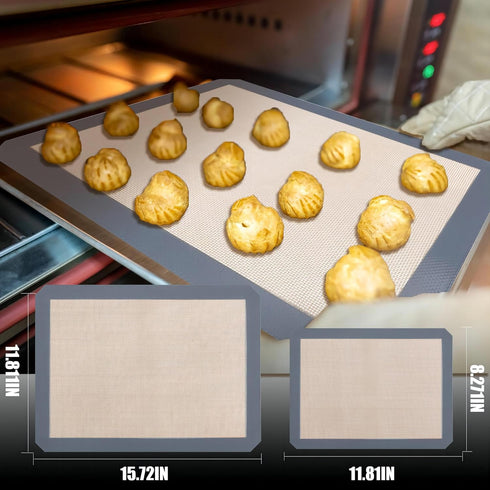 3-Pack Non-Stick Reusable Silicone Baking Mat - Perfect for Oven, Great for Baking Cookies, Macarons, Pizza - Food-Grade Kitchen Silicone Baking Sheet(Gray) by XSSDPDC