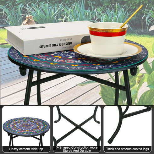 Weogot 14" Outdoor Metal Side Tables, Round Patio Side Table, Weather Resistant Metal End Table Side Table for Patio