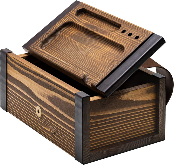 Large Wooden Box with Decorative Wood Tray - Handcrafted Storage Organizer for Accessories and Essentials